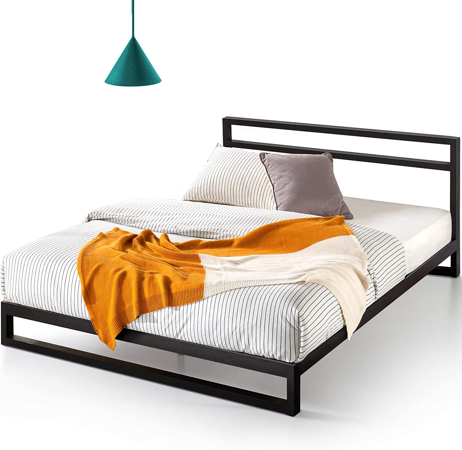 Photo 1 of ZINUS Trisha Metal Platforma Bed Frame with Headboard  Wood Slat Support  No Box Spring Needed  Easy Assembly QueenBlack