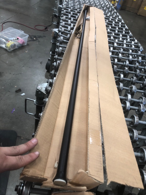 Photo 1 of Amazon Basics Tension Curtain Rod Adjustable 78108 Width  Black Classic Finial