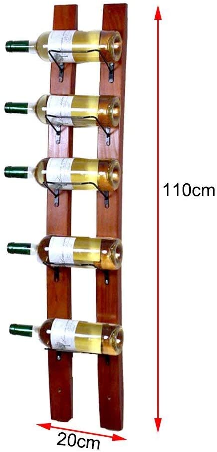 Photo 1 of DCIGNA Wall Mounted Wine Rack Wooden Barrel Stave Wine Rack Wood Wine Bottle Holder Rack Imported Pine Wood and Metal  6 Bottles 40x76inch Red Wine Color