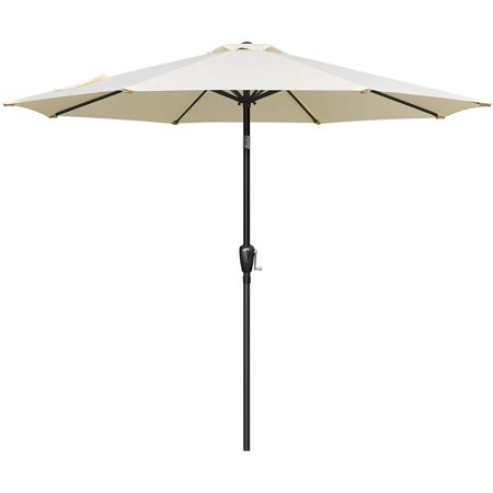 Photo 1 of Simple Deluxe LGBRLA9BGE 9ft Outdoor Market Table Patio Umbrella with Button Tilt and 8 Sturdy Ribs Beige