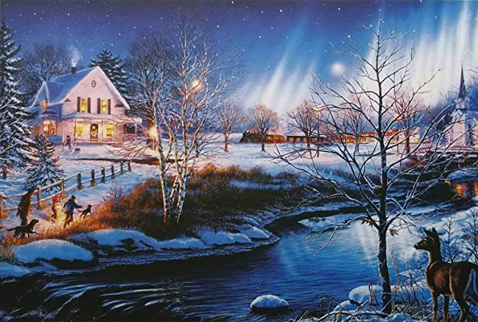 Photo 1 of 1000 Piece Puzzle for Adults Kids  Jigsaw Puzzle Snow Night Aurora