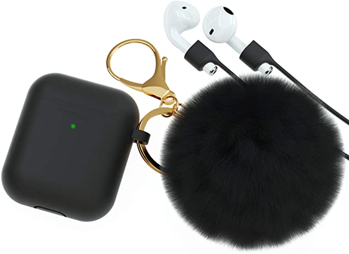 Photo 2 of 2PC LOT
MARGE PLUS Airpods Pro Case Cover Premium Silicone Cover Shock Resistant Case with Carabiner Compatible with Airpods Pro Front LED Visible

BRG for AirPods CaseSoft Cute Silicone Cover for Apple Airpods 2  1 Cases with Pom Pom Fur Ball KeychainStr