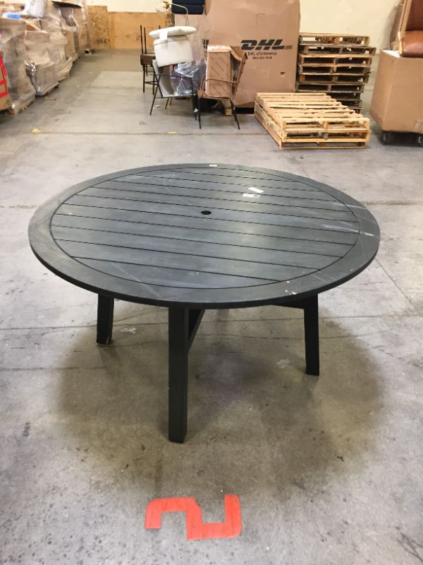 Photo 2 of Blackened Wood 4 Person Round Patio Dining Table  Smith  Hawken