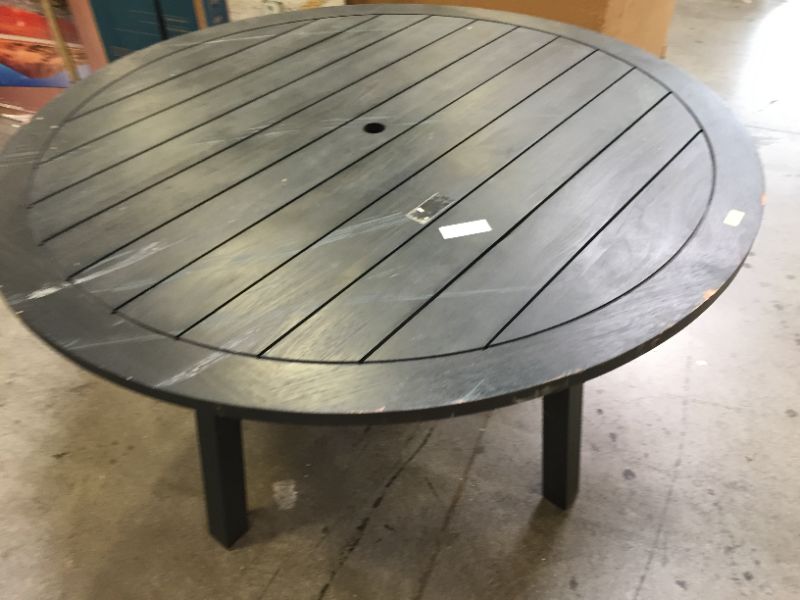 Photo 3 of Blackened Wood 4 Person Round Patio Dining Table  Smith  Hawken