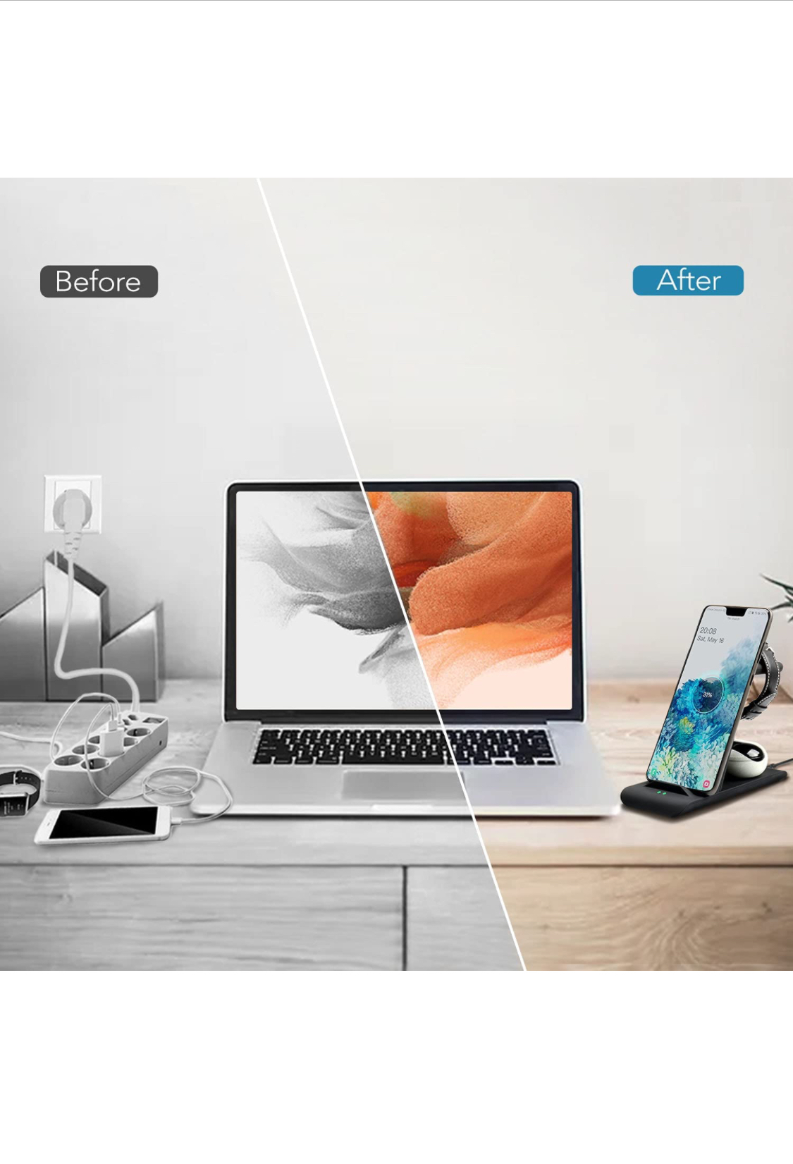 Photo 1 of Wireless Charging Station Compatible for Samsung Wireless Charger Stand Magnet Galaxy Watch 3 Active 21 Galaxy S21S20S10S10eNote 201098Z Flip3 Fold 3 Galaxy Bud 2BudsLive Multiple Device