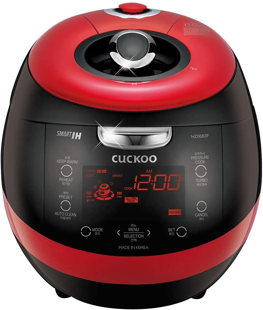 Photo 1 of Cuckoo CRPHZ0683FR 6 Cup Induction Heating Pressure Rice Cooker 16 Menu Options Stainless Steel Inner Pot Made in Korea BlackRed