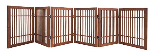 Photo 1 of Pet Dog Gate Strong and Durable 6 Panel Solid Acacia Hardwood Folding Fence Indoors or Outdoors by Urnporium