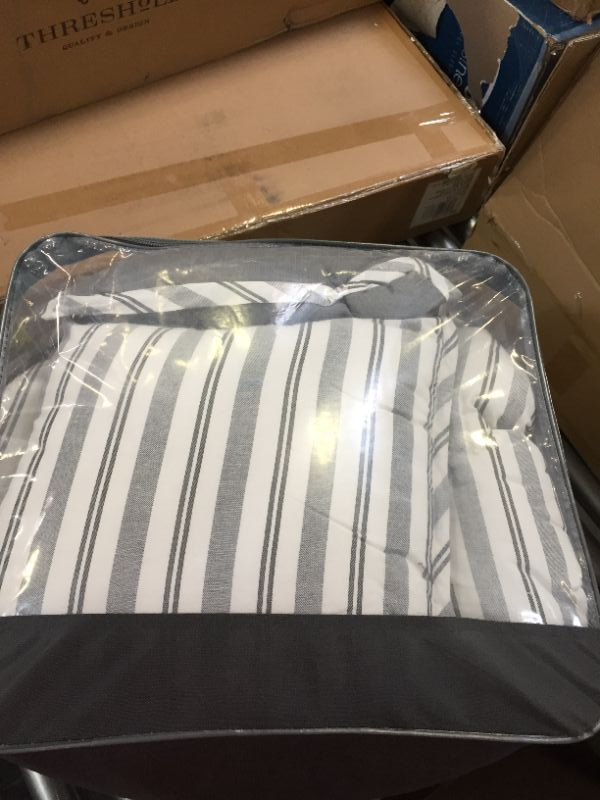 Photo 1 of 8pc Edenton Reversible Classic Stripe Comforter Set WhiteGray  Threshold Queen