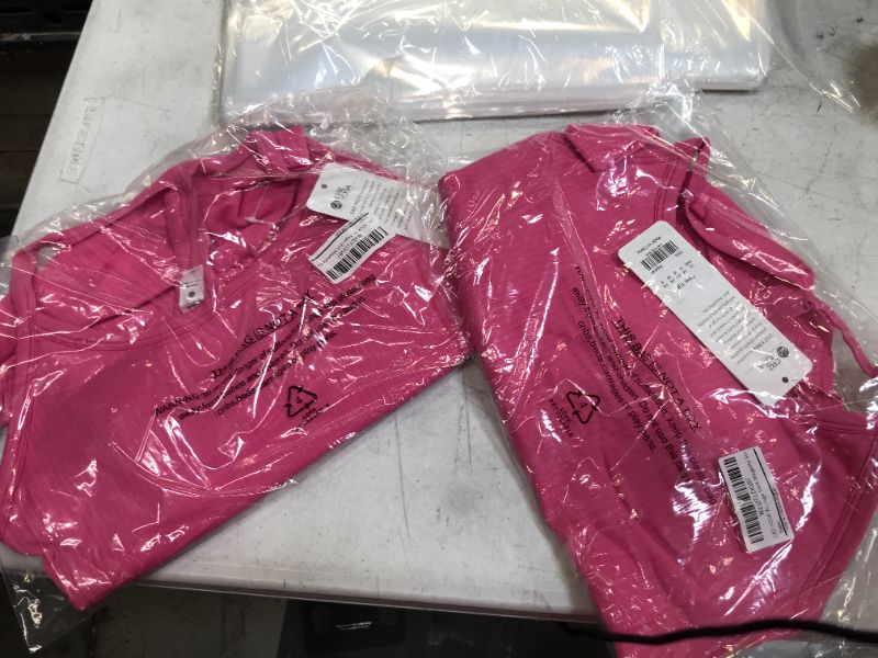 Photo 1 of 2 pack CRZ YOGA Seamless Workout Tank Tops for Women Racerback Athletic Camisole Sports Shirts with Built in Bra size small