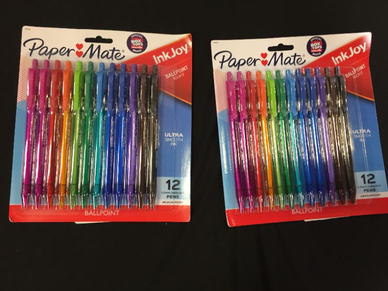 Photo 1 of Paper Mate174 Inkjoy174 100RT Retractable Ballpoint Pen 1mm 12ct  Multicolor Ink MultiColored 2 PK
