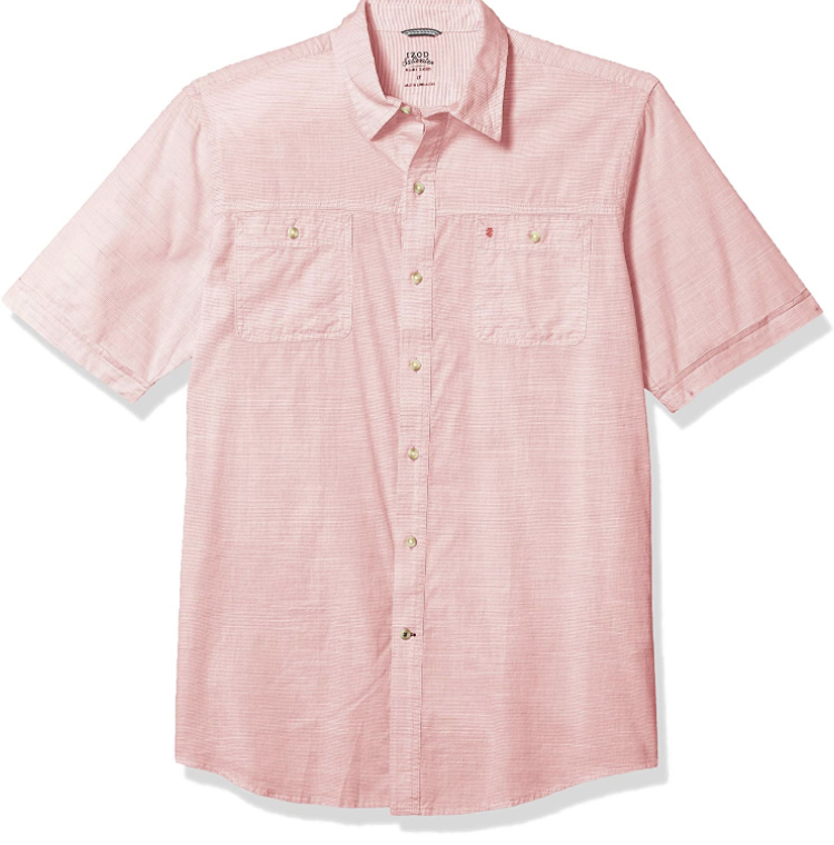Photo 1 of IZOD Mens Saltwater Dockside Chambray Short Sleeve Button Down Solid Shirt size 2XLT