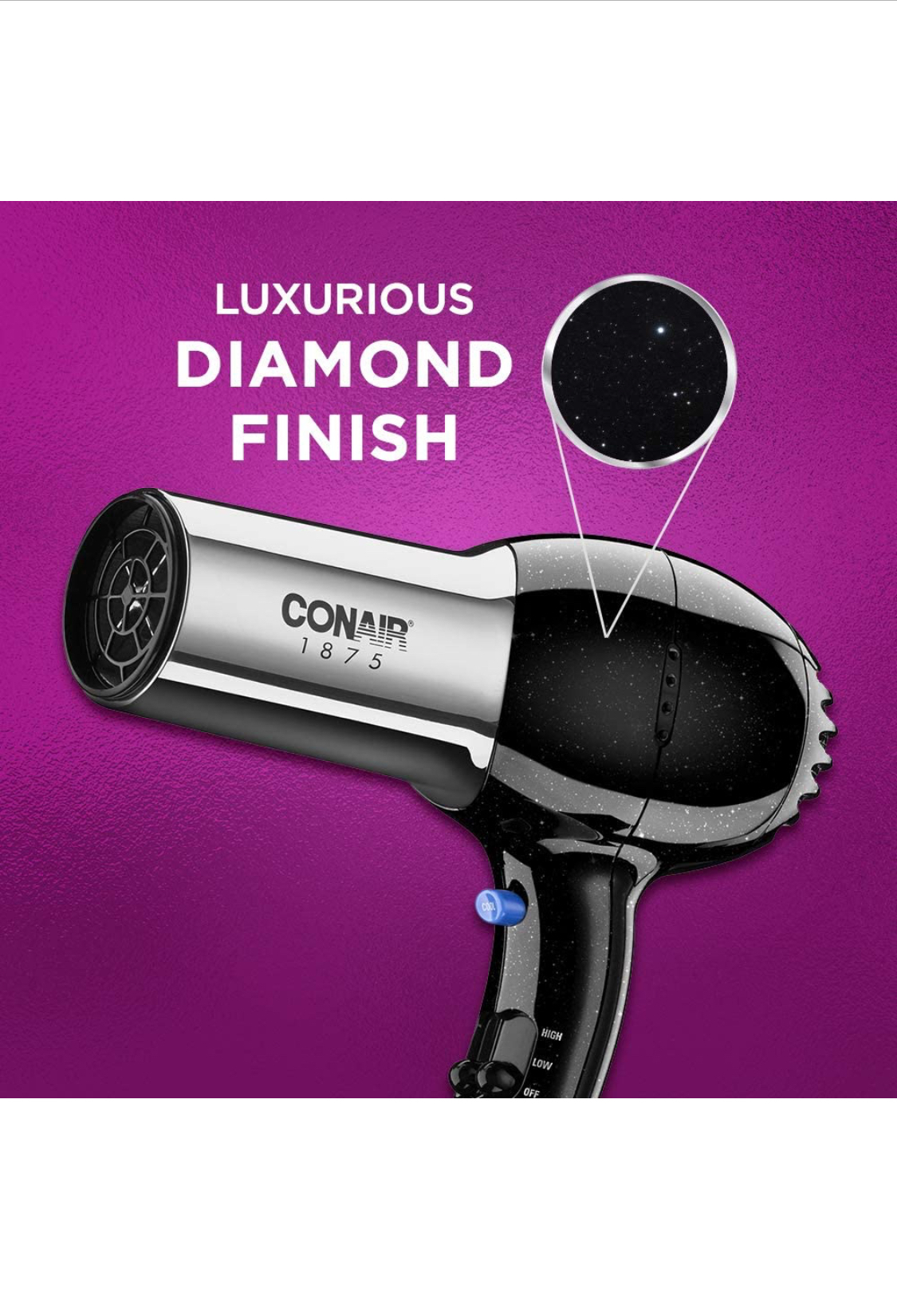 Photo 5 of Conair 1875 Watt Full Size Pro Hair Dryer with Ionic Conditioning  Black  Chrome 1 Count