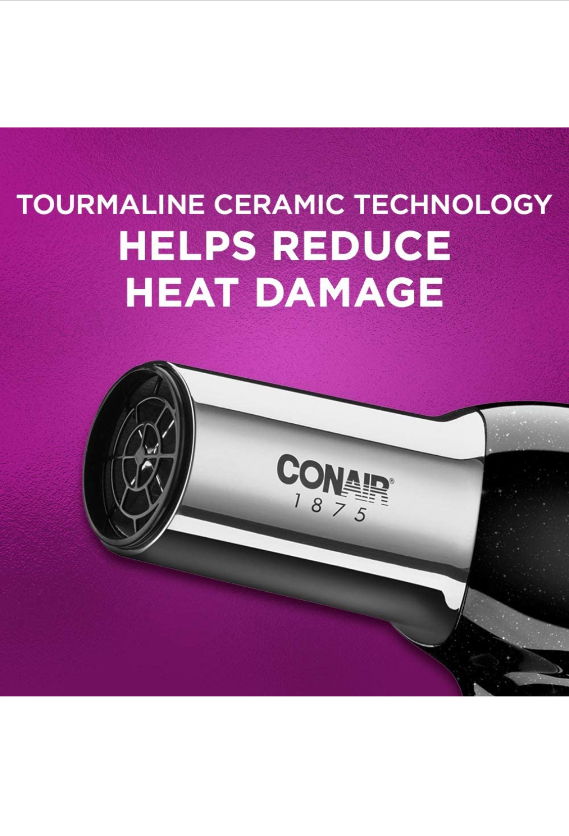 Photo 2 of Conair 1875 Watt Full Size Pro Hair Dryer with Ionic Conditioning  Black  Chrome 1 Count