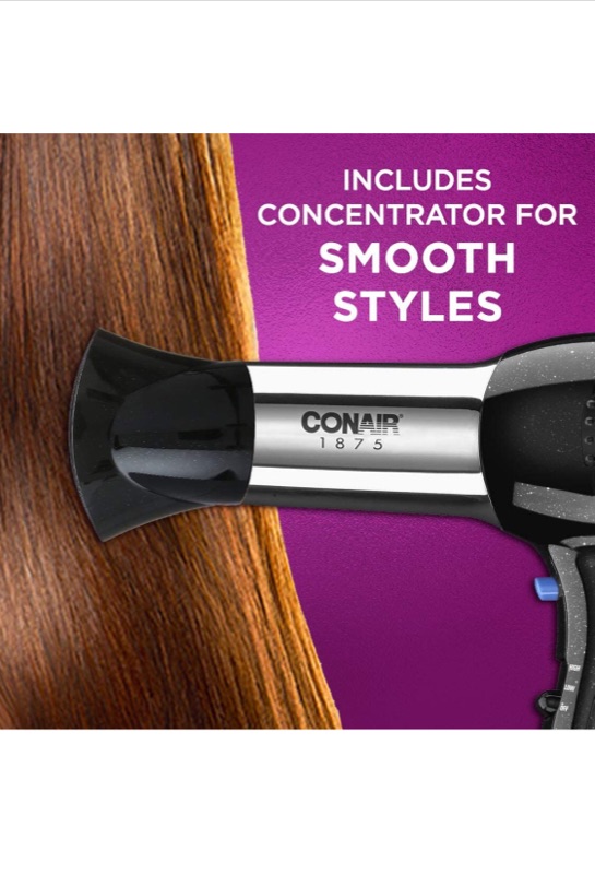 Photo 6 of Conair 1875 Watt Full Size Pro Hair Dryer with Ionic Conditioning  Black  Chrome 1 Count