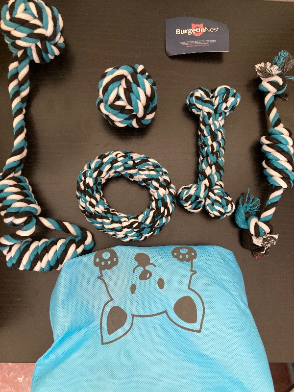 Photo 1 of BurgeonNest Puppy Teething Chew Toys Rope Dog Toys for Small DogsDurable Interactive Dog Toys Set for Tug of War with Cute Bag 5 Pack