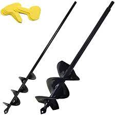 Photo 1 of 2Pack Auger Drill Bit for Planting 2x165in3x165in Solid Shaft Pointed Drill Bit Plant Flower Bulb Auger Spiral Hole Drill Earth Post Umbrella Hole Digger for Most 38 Hex Drive Drill