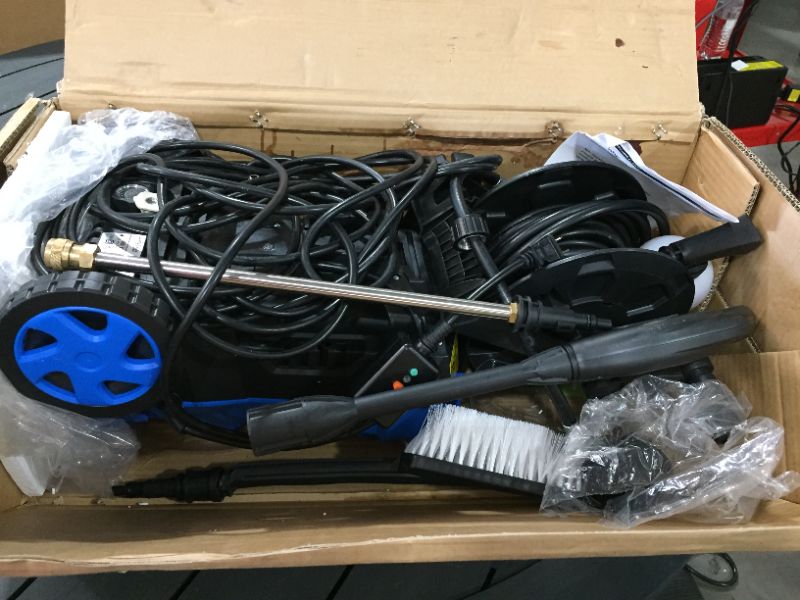 Photo 2 of WHOLESUN 3000PSI Electric Pressure Washer 24GPM 1600W Power Washer with Hose Reel and Brush Blue