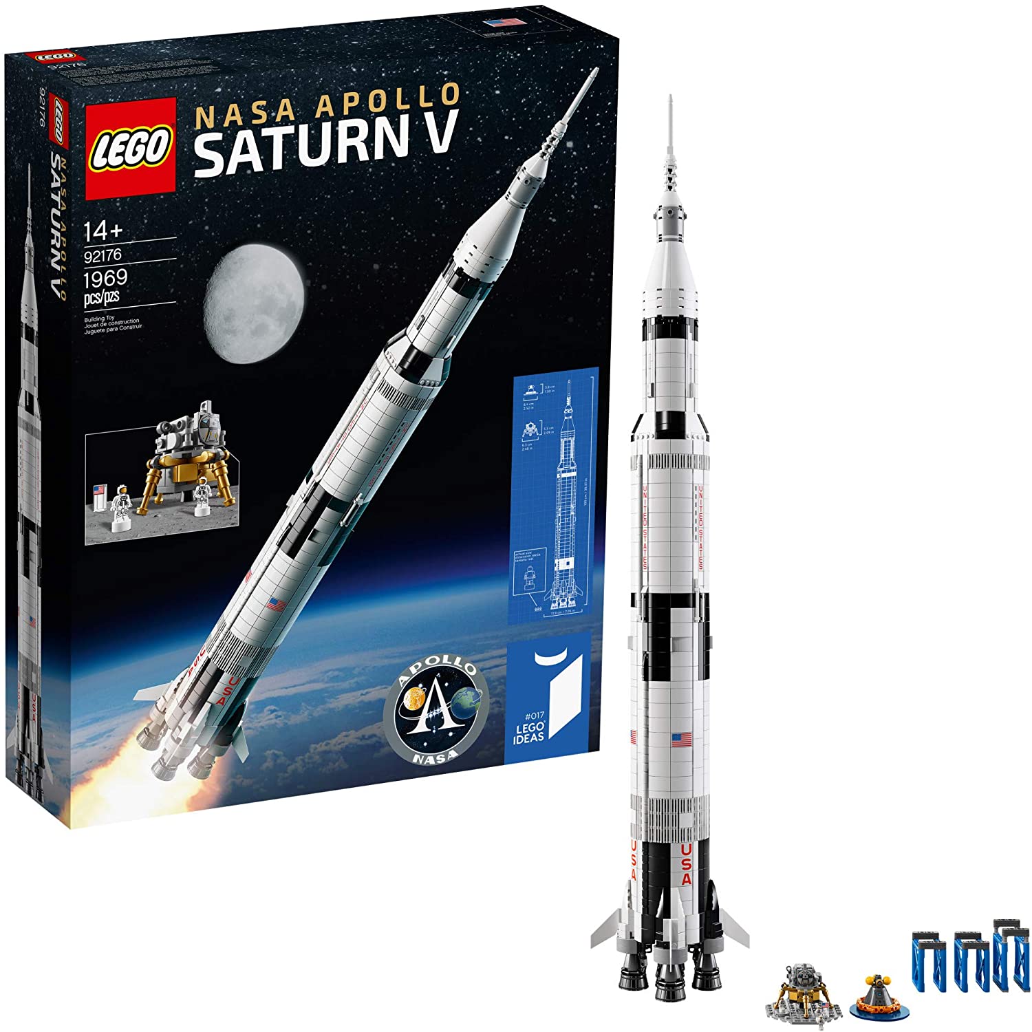 Photo 1 of LEGO Ideas NASA Apollo Saturn V 92176 Outer Space Model Rocket for Kids and Adults Science Building Kit 1969 Pieces