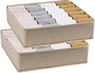 Photo 1 of 3 Packages Each Package is 2 Pack Oxford Fabric Foldable Drawer Organizer Divider Washable 24 Cell Collapsible Closet Cabinet Organizer Underwear Storage Boxes for Storing Socks Lingerie Ties Panties for Kids Beige2 Packs