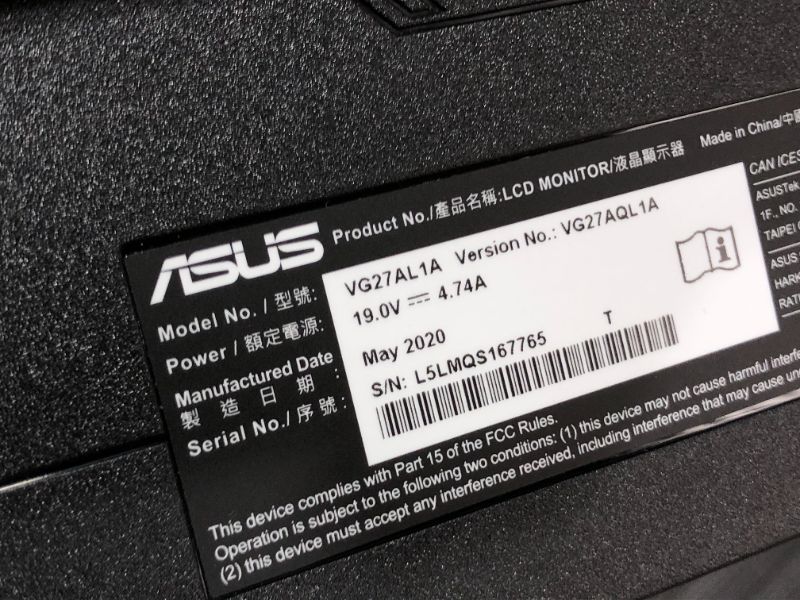 Photo 4 of ASUS TUF VG27AQL1A 27 Inch WQHD WLED 2560 x 1440 1ms MPRT 120Hz 169 EyeCare Technology Adaptive Sync GSync Compatible Widescreen Gaming LCD IPS Monitor  Black