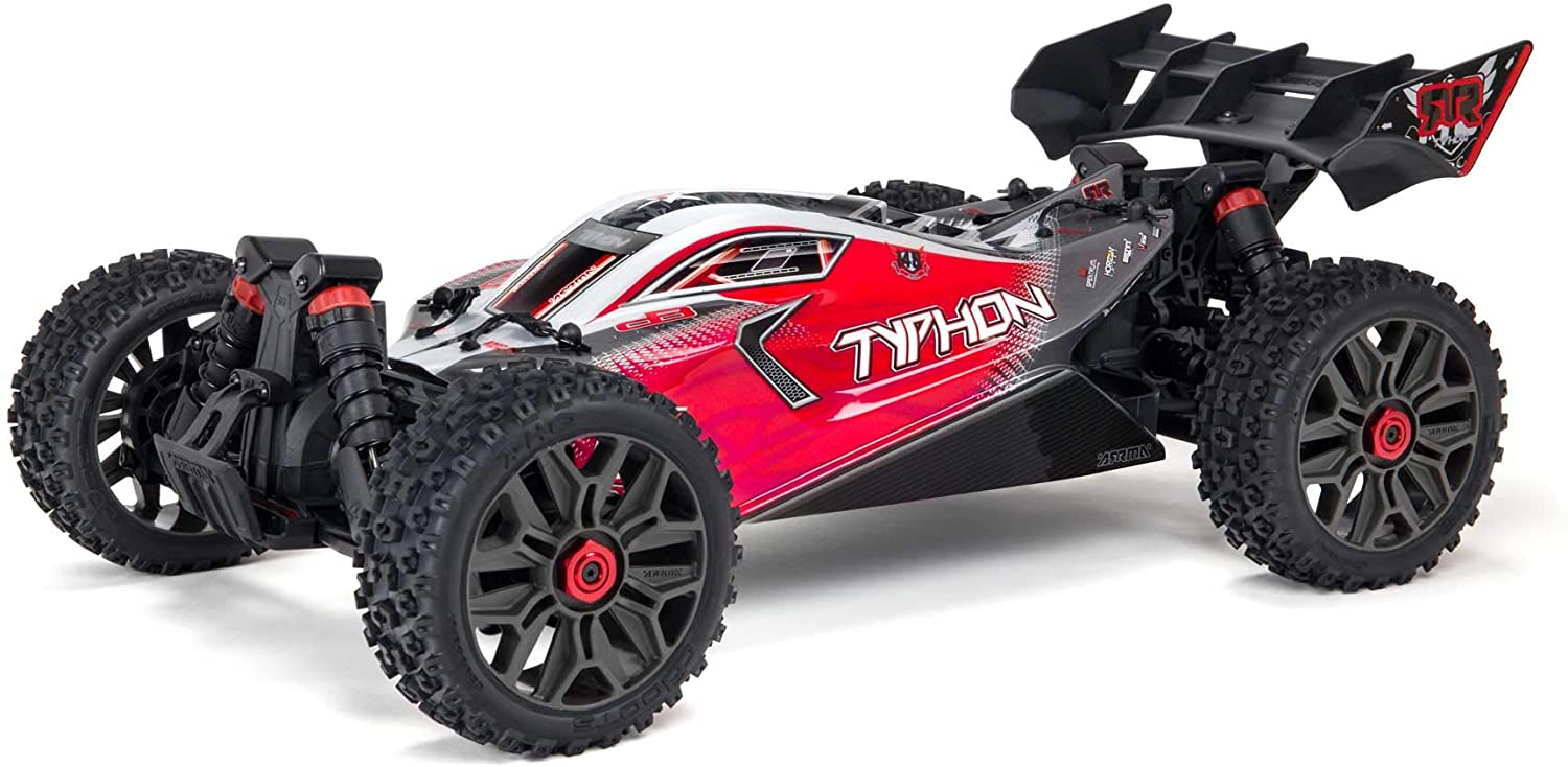 Photo 1 of ARRMA 18 Typhon 4X4 V3 3S BLX Brushless Buggy RC Truck RTR Transmitter and Receiver Included Batteries and Charger Required Red ARA4306V3