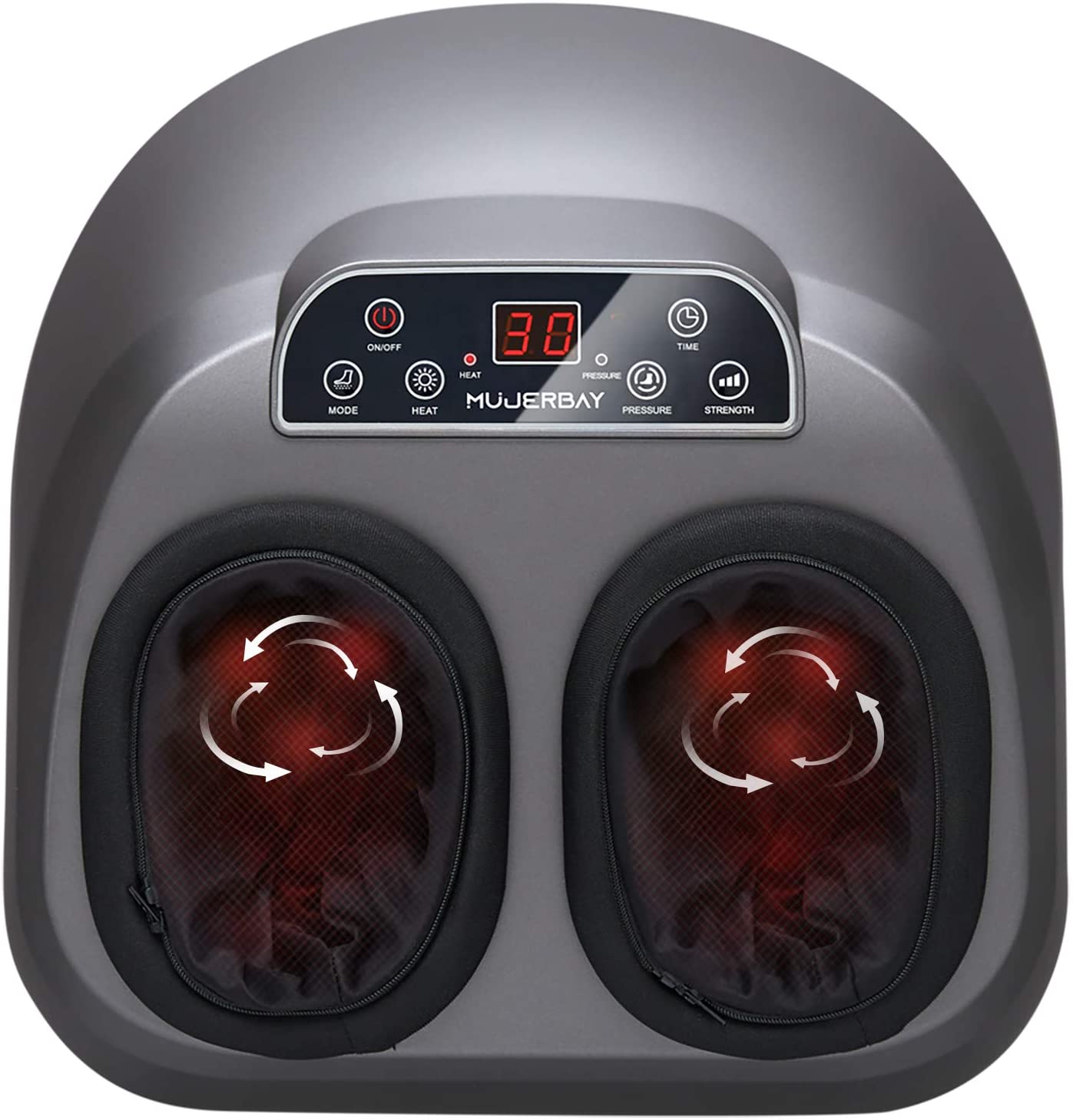 Photo 1 of MUJERBAY Foot Massager with Heat Shiatsu Massage Machine with Air Compression Remote Control 5 Modes Relieve Pain Feet Massager masajeador de pies Fit Up to Size 11