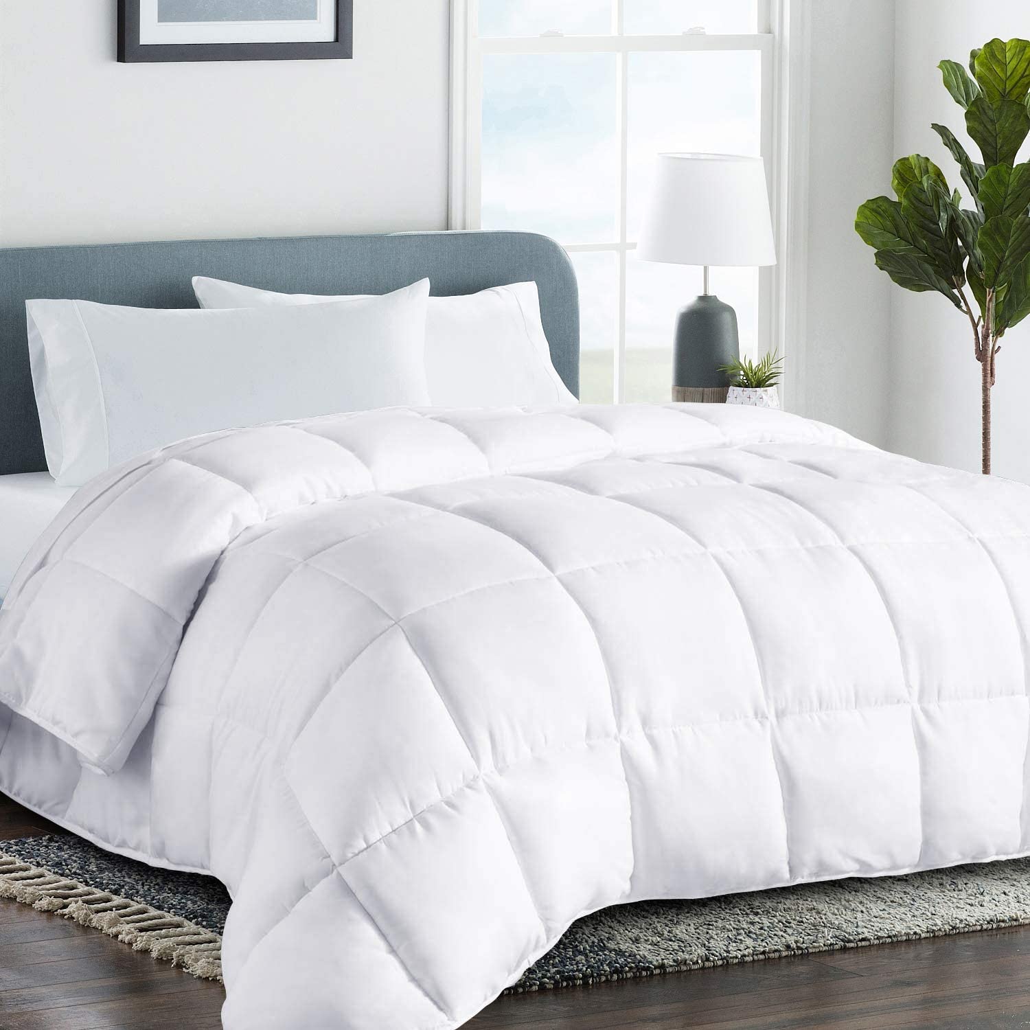 Photo 1 of COHOME California King 2100 Series Fluffy Soft Warm Comforter Down Alternative Quilted Duvet Insert with Corner Tabs AllSeason Reversible  Machine Washable  White