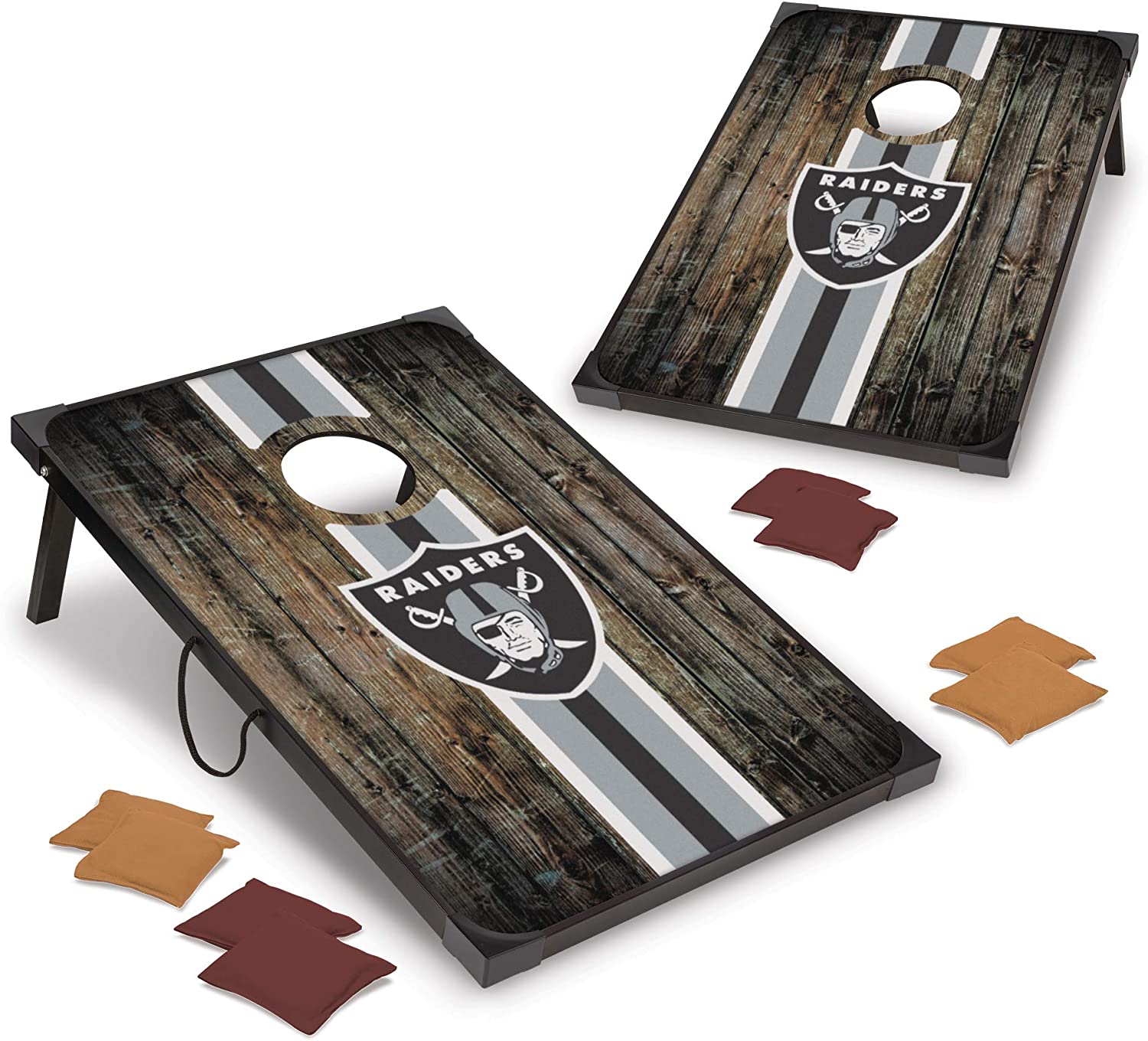 Photo 1 of NFL Pro Football 2 x 3 MDF Wood Deluxe Cornhole Set by Wild Sports Comes with 8 Bean Bags  Perfect for Tailgate Outdoor Backyard