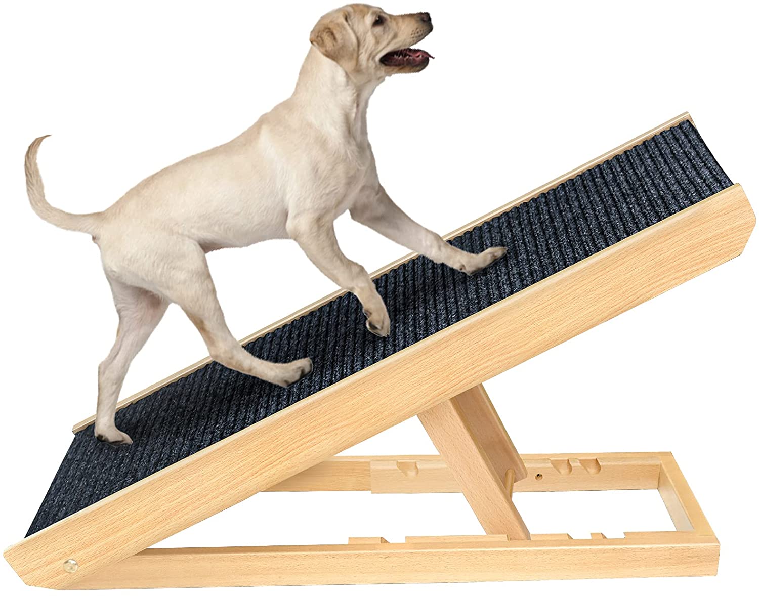 Photo 1 of Senneny Wooden Adjustable Pet Ramp  Folding Portable Dog  Cat Ramp Perfect for Bed and Car  Non Slip Carpet Surface Height Adjustable Ramp Up to 100 Lbs
