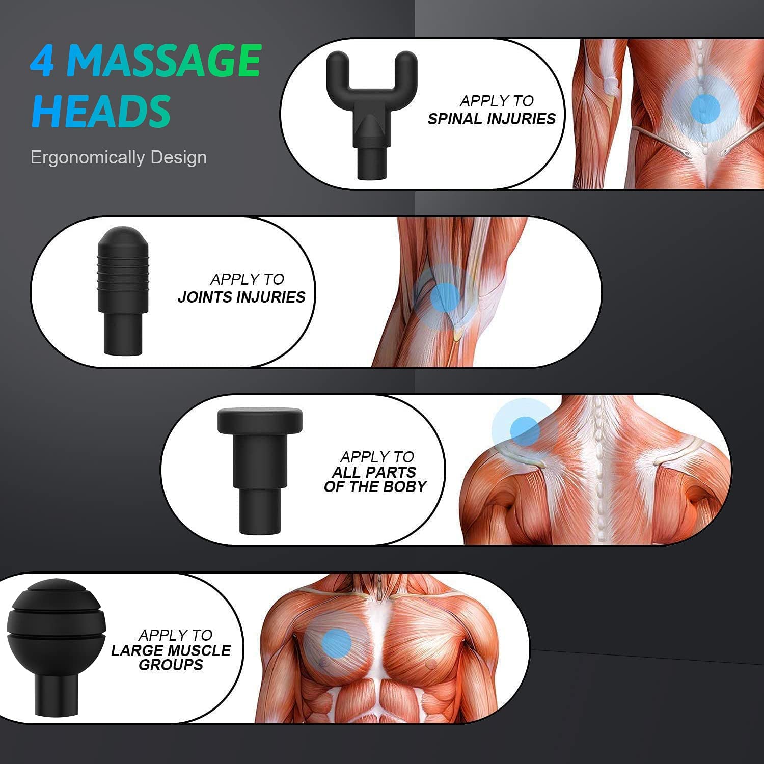 Photo 1 of 6 Speeds Massage Gun Cordless Handheld Deep Tissue Muscle Massager Chargeable Percussion Device Super Quiet