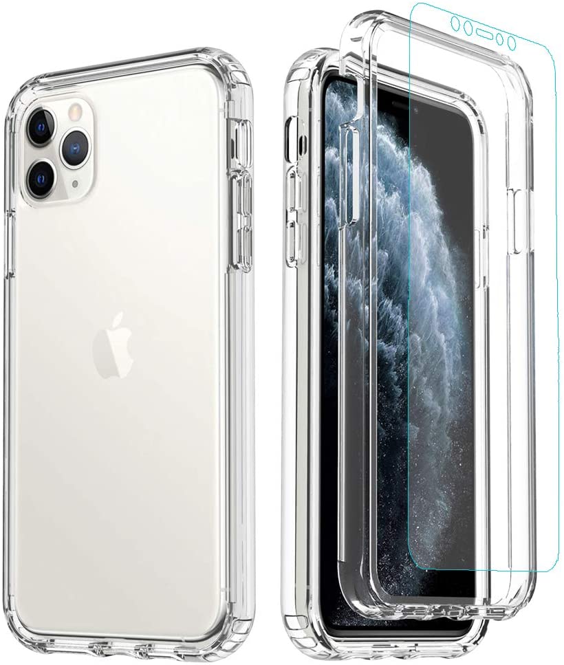 Photo 1 of Clear Case Compatible with iPhone 1212 Pro 61 inch 2020Tempered Glass Screen Protector Full Body Protective Shockproof Hard Plastic  Soft TPU Clear Case