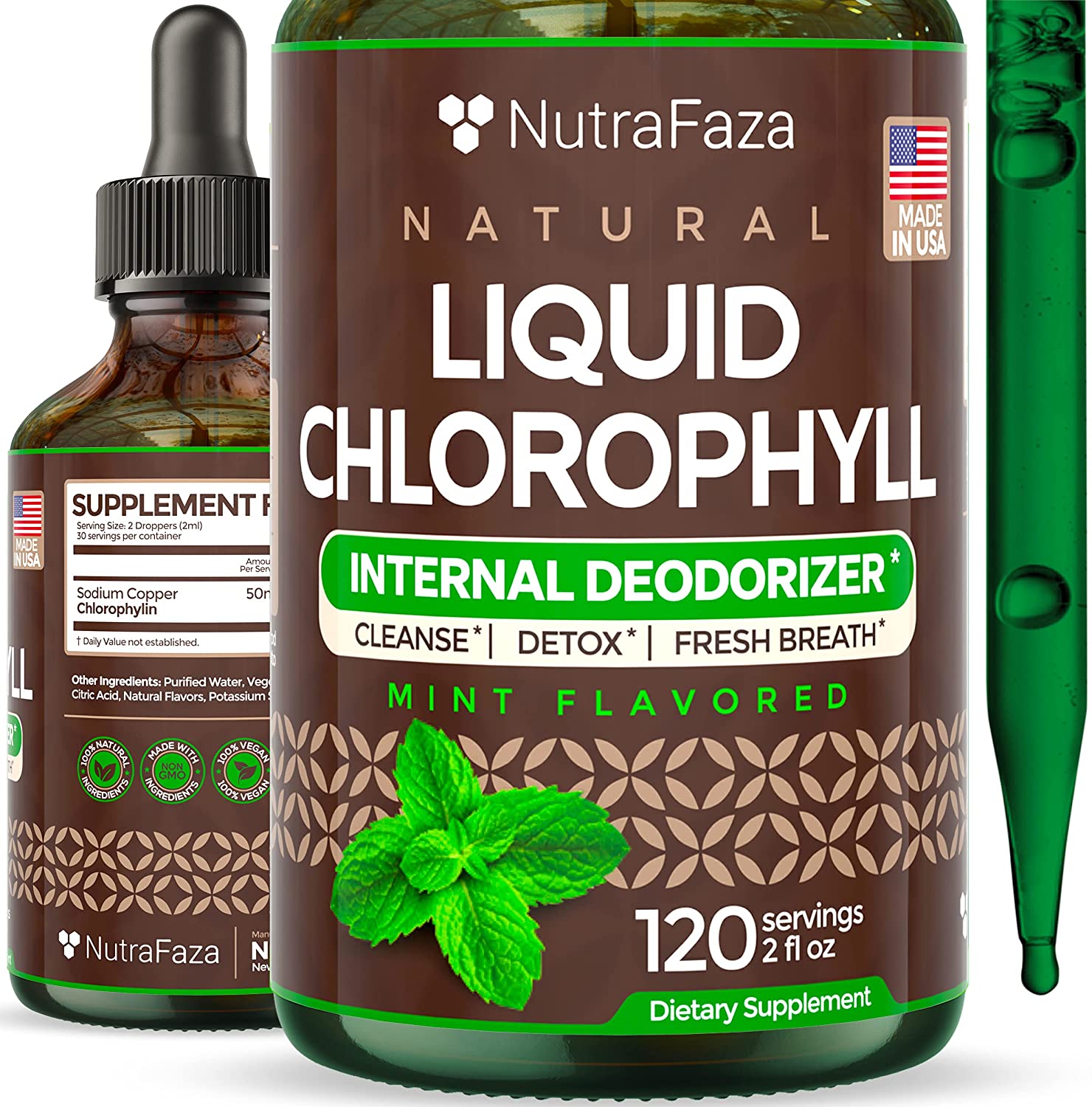 Photo 1 of Chlorophyll Liquid Drops Energy Booster Digestion and Immune System Support Natural Internal Deodorant Detox FastAbsorbing Liquid Chlorophyll Vegan NonGMO 2 fl oz Expires July 2023