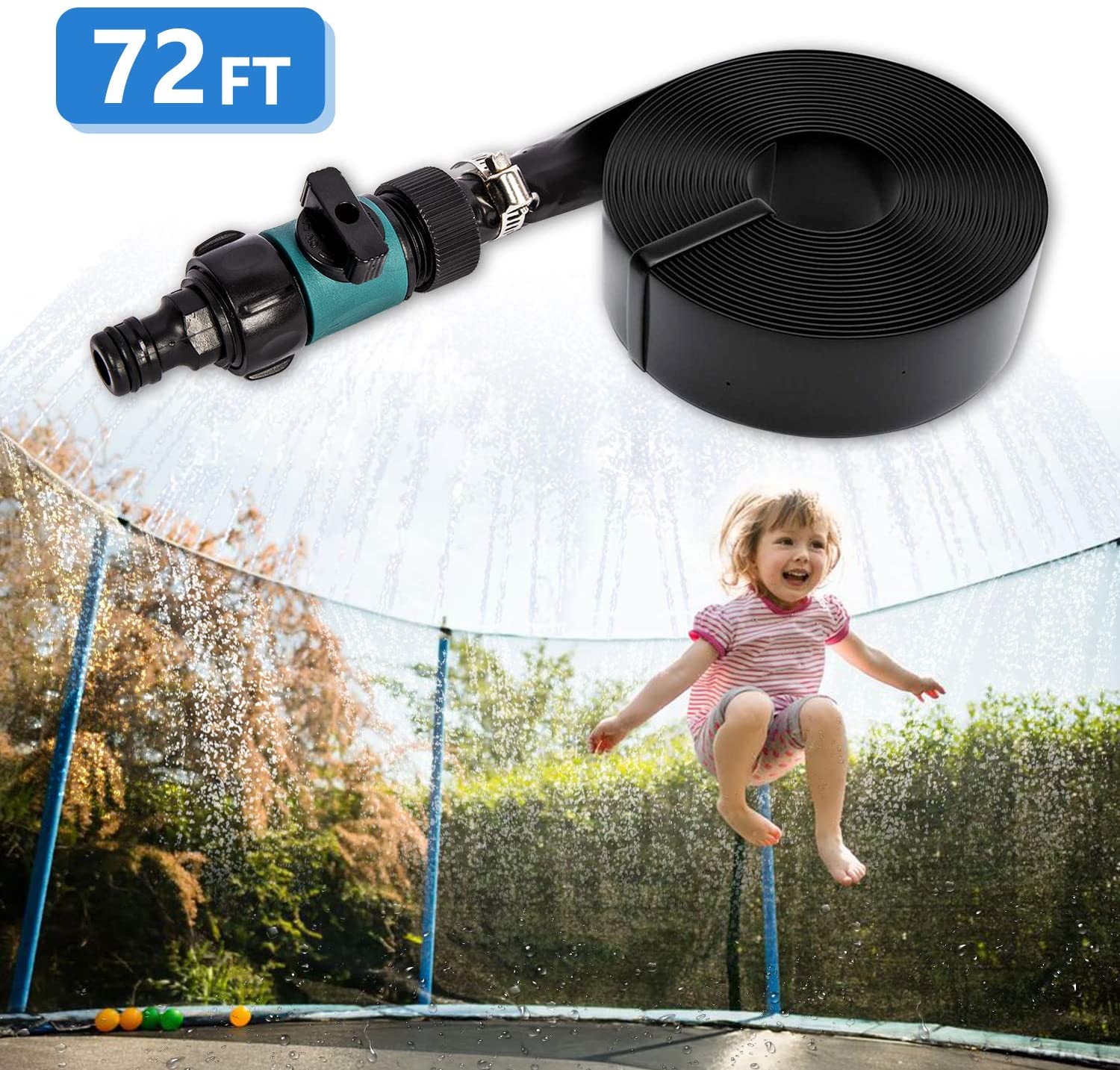 Photo 1 of 72FT Trampoline Sprinklers Sprayer for Trampoline Net Bonviee Outdoor Water Park Adjustable Length Sprinkler Hose Cooling Kit