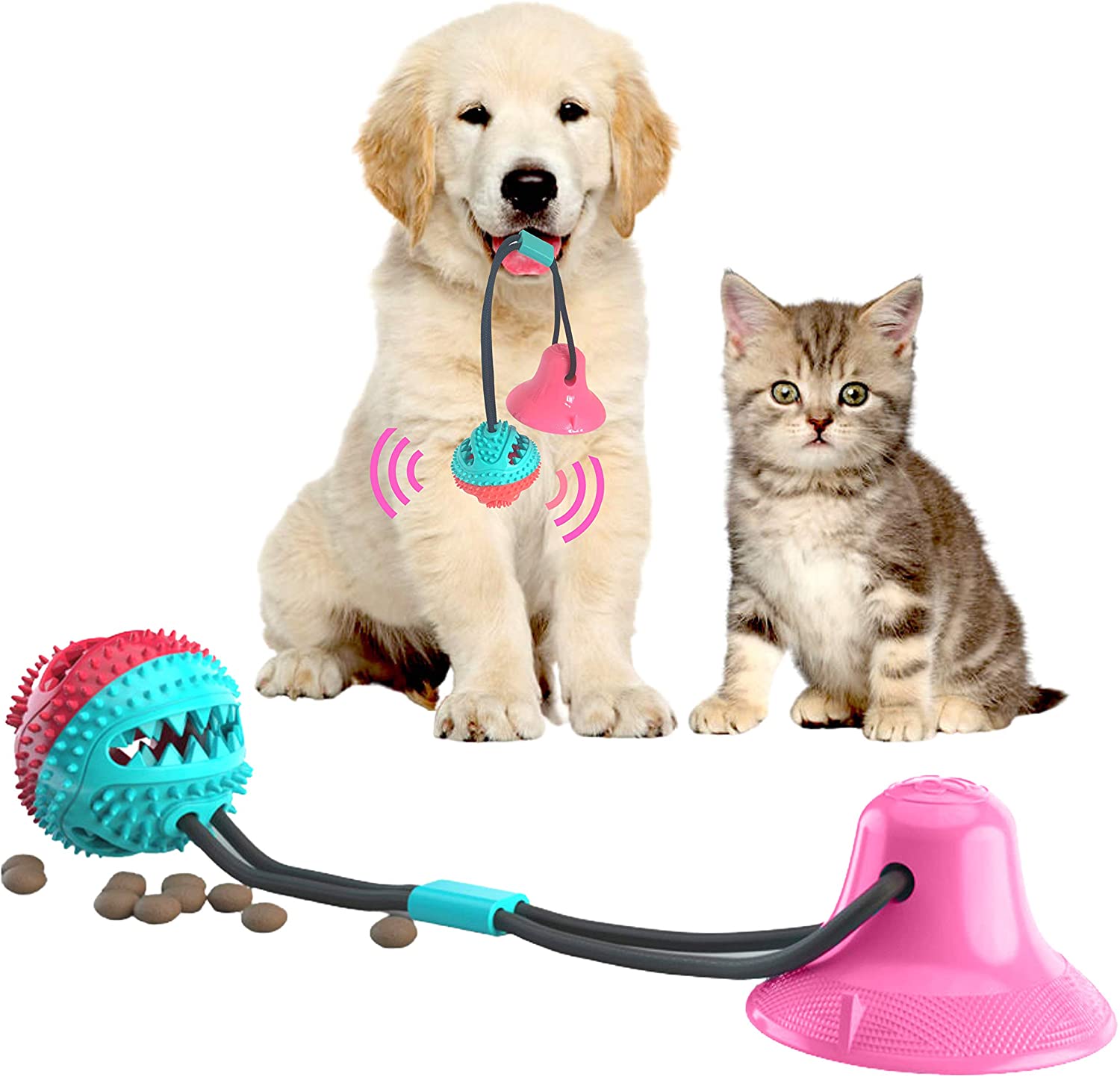 Photo 1 of Dog Chew Toy for Aggressive Chewers Interactive Rope Ball with Strong Suction Cup Sweet Pink
