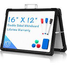 Photo 1 of 12X16 Portable Magnetic White Board DoubleSided Desktop Foldable Whiteboard Easel for Students Classroom Home Office Black