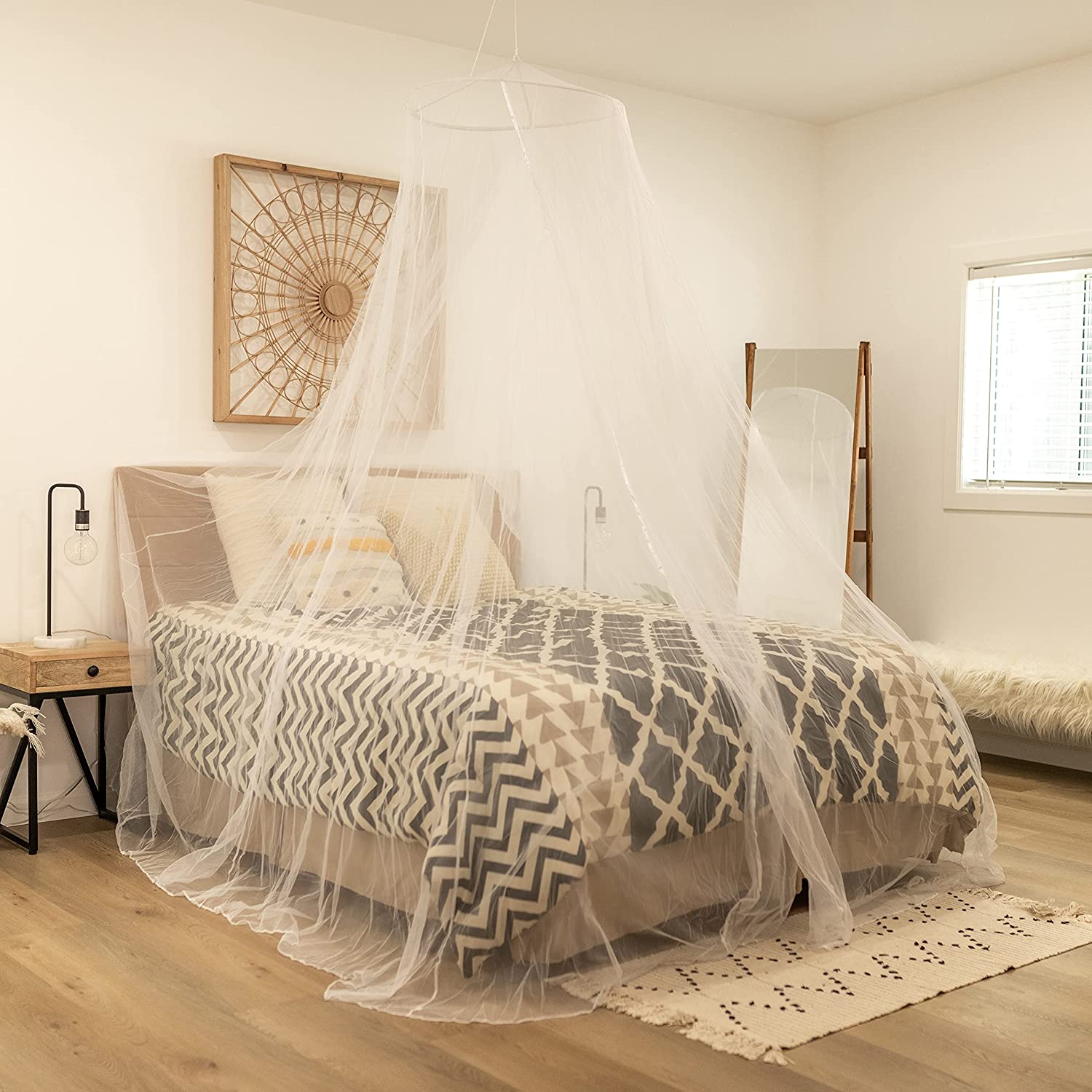 Photo 1 of Luxury Mosquito Net Bed Canopy Ultra Large for Single To King Size Quick Easy Installation Finest Holes Mesh 380 Curtain Netting 2 Entries Storage Bag No Chemicals Added 500
