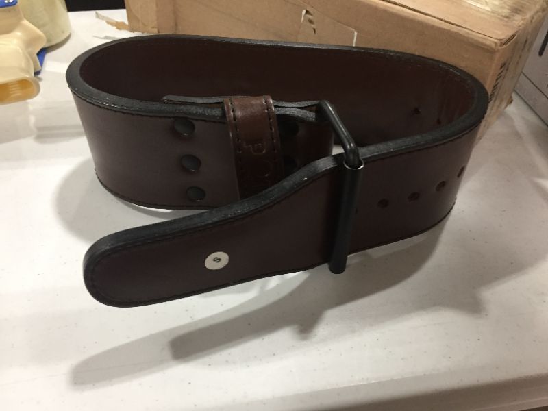 Photo 2 of Potenza Fitness Classic Powerlifting Belt  4 inch  10 mm  Powerlifting Strongman Bodybuilding  Genuine Leather  Single Prong  Back Support