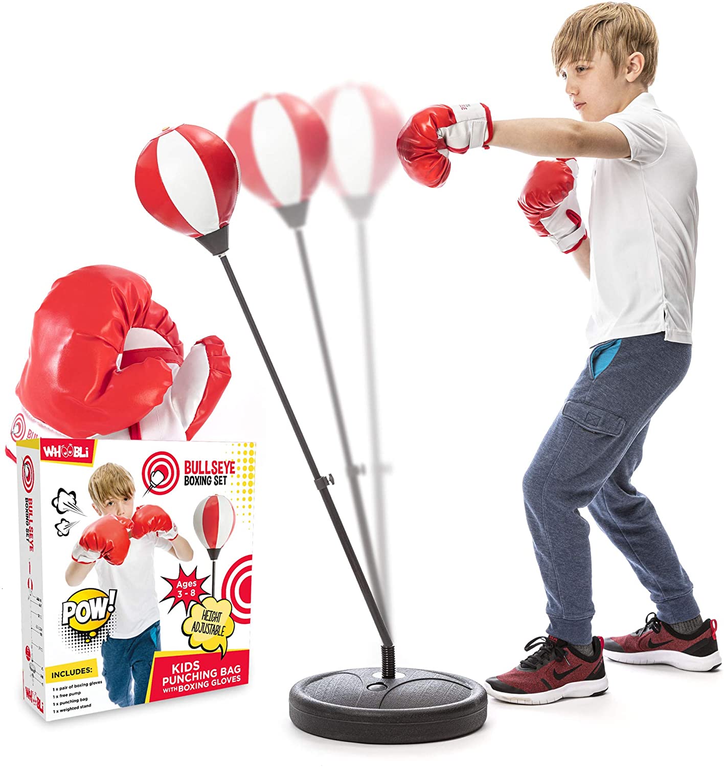 Photo 1 of Whoobli Punching Bag for Kids Incl Boxing Gloves  38 Years Old Adjustable Kids Punching Bag with Stand  Boxing Bag Set Toy for Boys  Girls