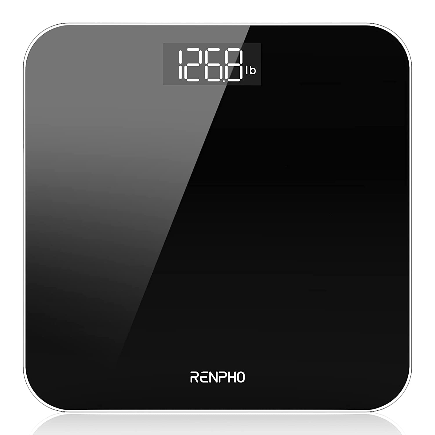 Photo 1 of RENPHO Digital Bathroom Scale Highly Accurate Body Weight Scale with Lighted LED Display Round Corner Design 400 lb Black