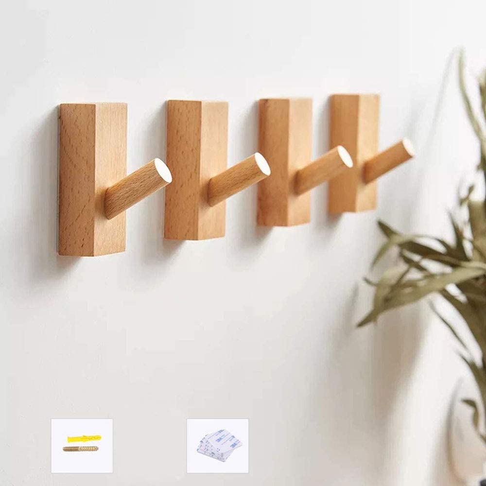 Photo 1 of HomeDo Wood Wall Hooks Hat Rack Wooden Coat Hooks Wall Mounted Decorative Hooks Single Organizer Hat Hanger Towel Rack Heavy Duty Hooks