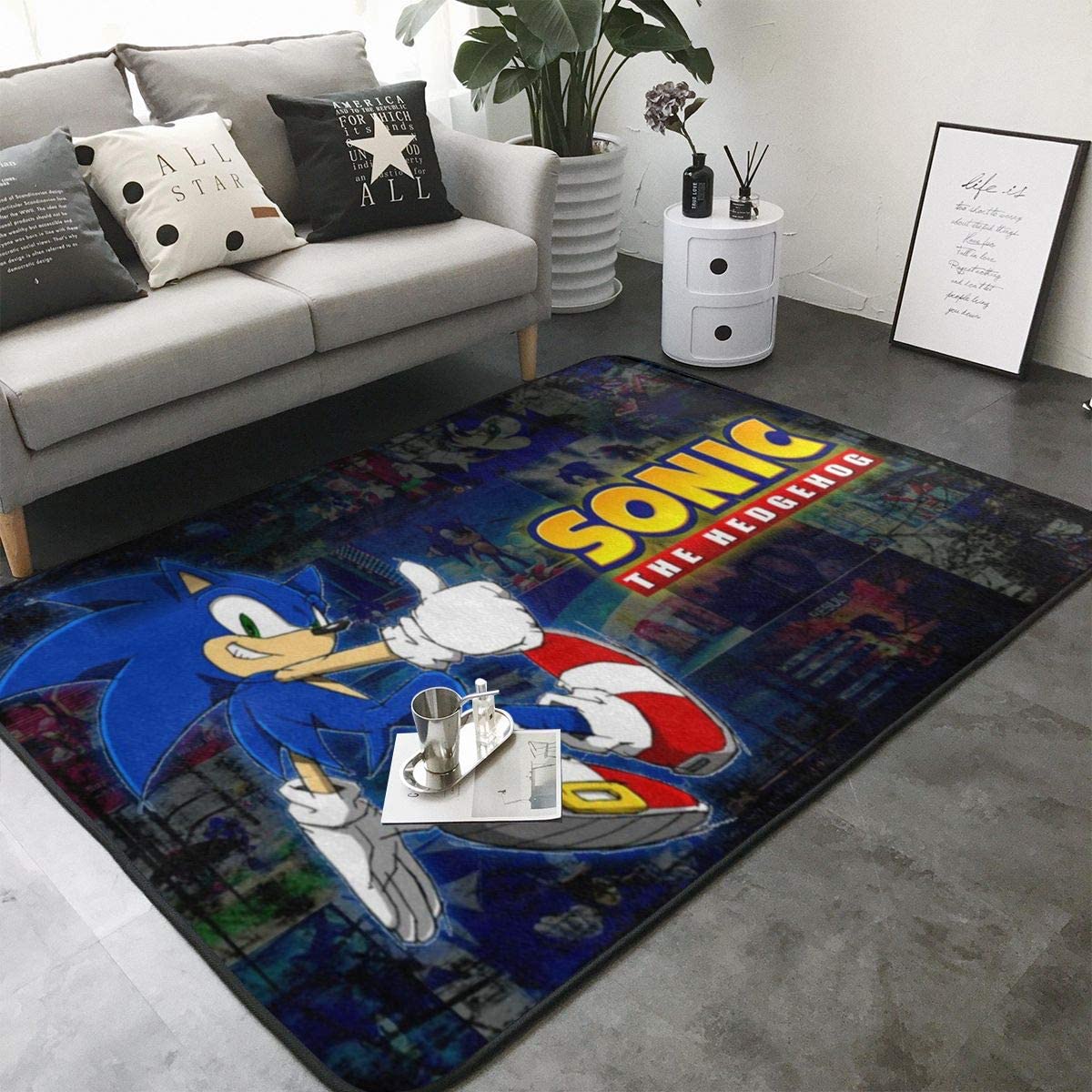 Photo 1 of Sonic The Hedgehog 21 Home Decoration Large Rug Floor Carpet Yoga Mat Modern Area Rug for Children Kid Playroom Bedroom 36 x 24 inch