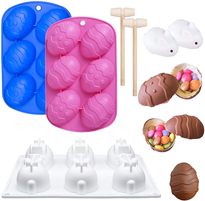 Photo 1 of 2PC LOT
3 Pieces Easter Silicone Molds Egg Shaped and Bunny Cake Baking Mold with 2 Pieces Wooden Hammer for Easter Cake Decoration Candy Chocolate Home Kitchen DIY Baking 2 COUNT