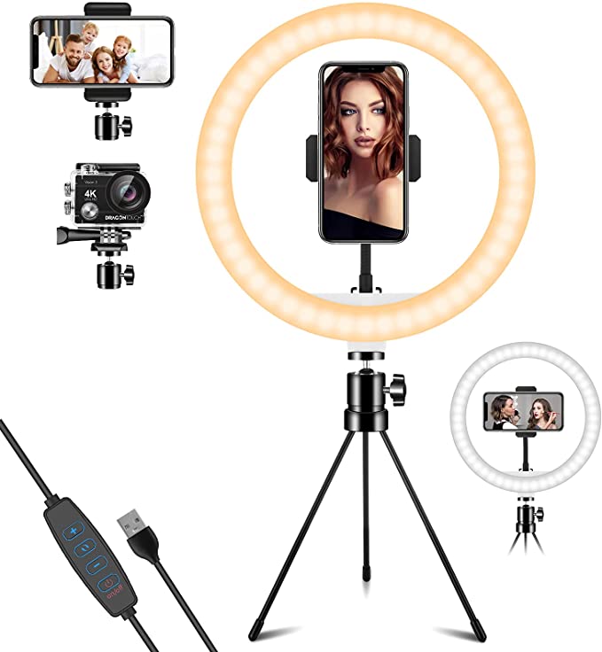 Photo 1 of 2PC LOT
Deerfun 102 LED Ring Light with Tripod Stand for Tiktok Live Streaming Selfie Video Dimmable Desk Makeup Selfie Ring Light for Photography Shooting with 3 Light Modes 10 Brightness Level 2 COUNT