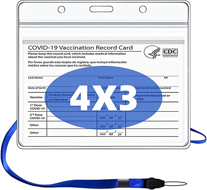 Photo 2 of 2PC LOT
CUSVUEVI Card Protector Waterproof 4x3 inches with LanyardImmunization Record Cards Holder 5 PcsBadge Holder Clear Soft Vinyl Plastic Sleeve with Resealable Zip 43x35 inches

5 Pack CDC Vaccine Card Protector with Lanyard 4 x 3 Inches Vaccination 