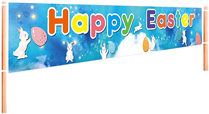 Photo 1 of 2PC LOT
Large Easter Hanging Decoration  Happy Easter Banner  Easter Party Supplies Decorations  Easter Day Indoor Outdoor Decorations  98 x 16FT 2 COUNT