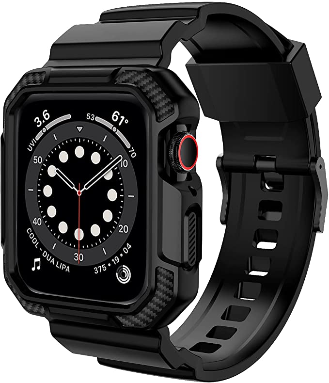 Photo 1 of 2PC LOT
Compatible with Apple Watch Band 44mm 42mm with Case Shockproof Rugged Band Strap for iWatch SE Series 6 5 4 3 2 1 44mm 42mm with Protective Bumper Case Cover Men Women Matte Black 2 COUNT