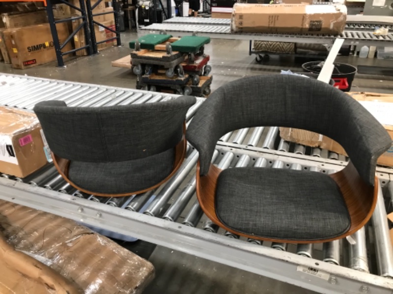 Photo 1 of Armen Living Summer Chair in Charcoal Fabric and Walnut Wood Finish 31 x 25 x 22 SET OF 2