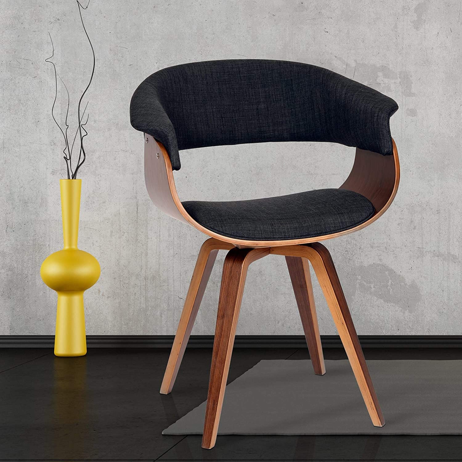 Photo 1 of Armen Living Summer Chair in Charcoal Fabric and Walnut Wood Finish 31 x 25 x 22 SET OF 2