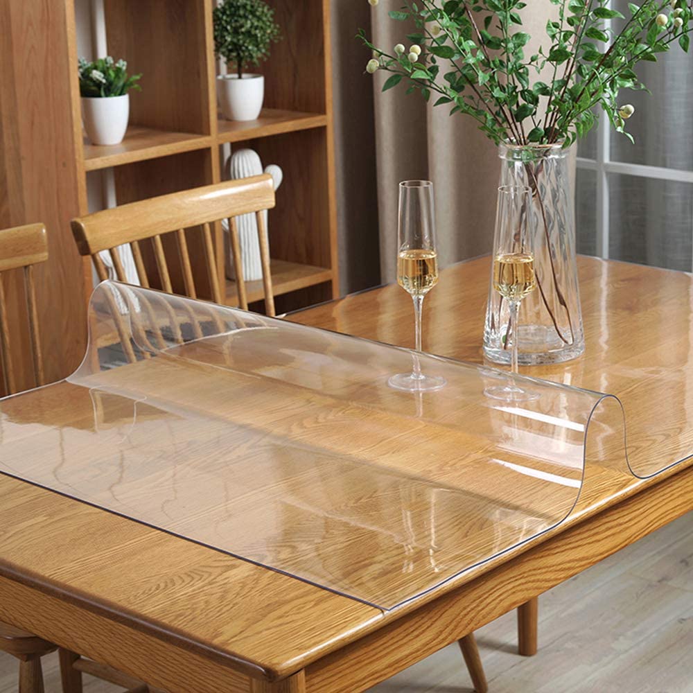Photo 1 of 42 X 78 Inch Clear Table Protector Eco Clear Plastic Vinyl Tablecloth Rectangle Protective Desk Office Top Pad Cover Glass Wood Dining Coffee End Tabletop Protection Mat