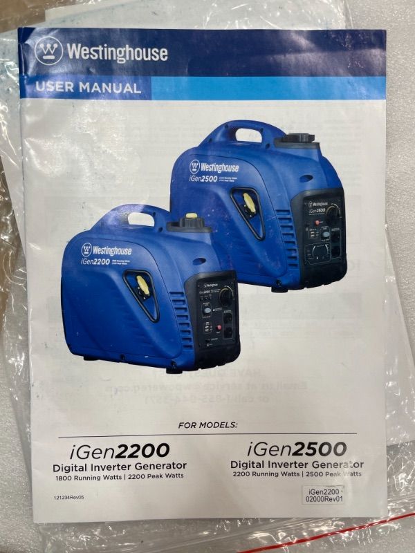 Photo 4 of Westinghouse iGen2200 Super Quiet Portable Inverter Generator 1800 Rated  2200 Peak Watts Gas Powered CARB Compliant